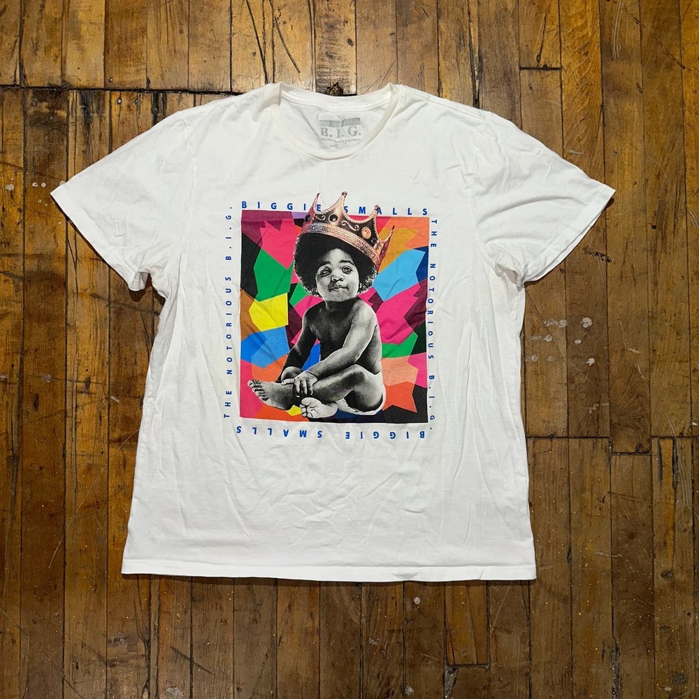 The Notorious B.I.G. T-Shirt Men's Large White‎ Biggie Smalls Baby Crew Neck